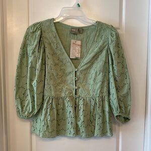 ASOS DESIGN tea blouse with volume sleeve